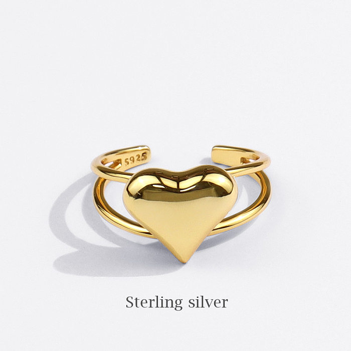 Nova moda anel de coração feminino simples temperamento oco moda anel em forma de coração