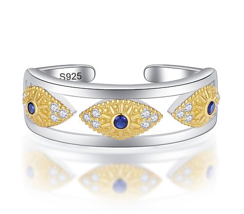 Vintage Style Devil'S Eye Copper Plating Inlay Zircon Open Rings