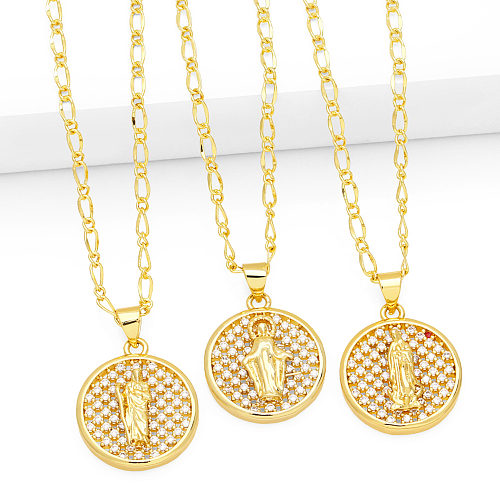 Estilo simples streetwear retrato de aço inoxidável cobre 18k banhado a ouro zircão pingente colar a granel