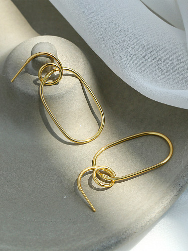 1 Paar lässige Damen-Tropfenohrringe mit geometrischer Beschichtung aus Kupfer, 18 Karat vergoldet