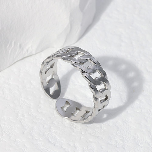 Elegant Solid Color Stainless Steel Plating Chain Open Ring