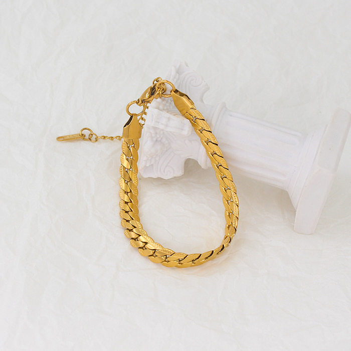 Damen-Armband-Halskette aus einfarbigem Edelstahl mit Titan-Stahlbeschichtung