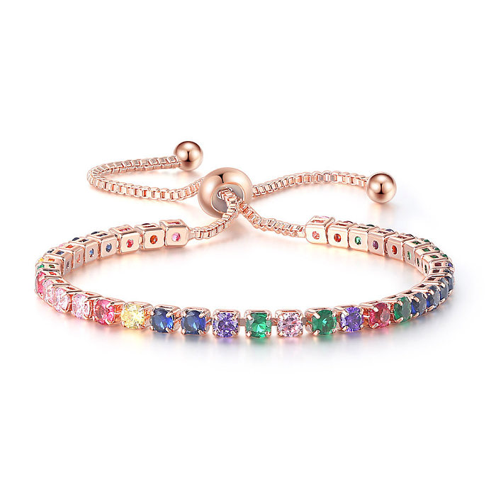 Fashion Geometric Multicolor Copper Bracelets Inlaid Zircon Copper Bracelets 1 Piece