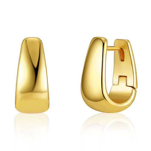Balde quadrado clipe de orelha europeu e americano chapeamento de cobre 18k ouro real estilo minimalista anel de orelha gota de água sentimento elegante brincos de qualidade moda