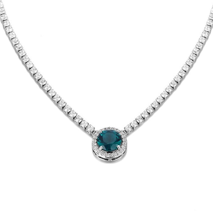 Simple Style Shiny Round Copper Inlay Rhinestones Necklace