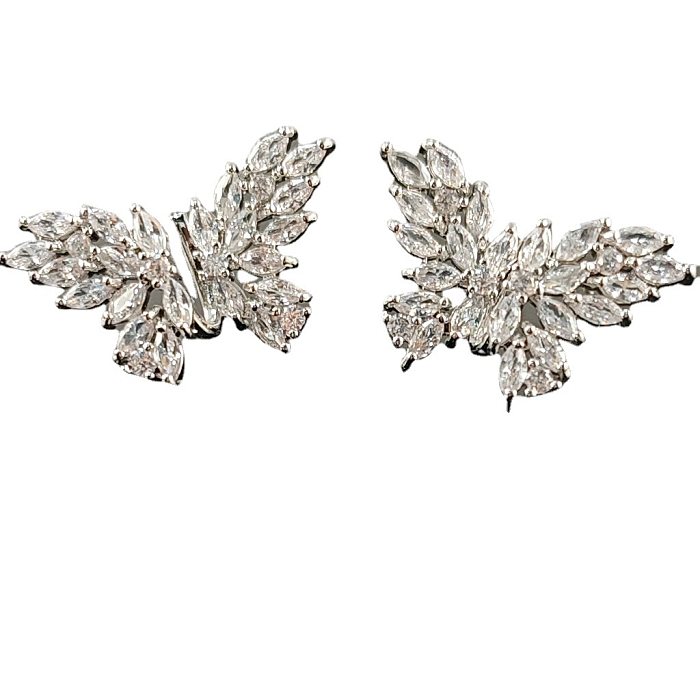 1 Pair Lady Simple Style Insect Butterfly Inlay Copper Zircon Ear Cuffs Ear Studs