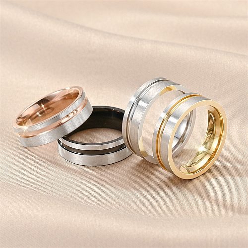 Casual Simple Style Color Block Titanium Steel Polishing Plating Carving Rings