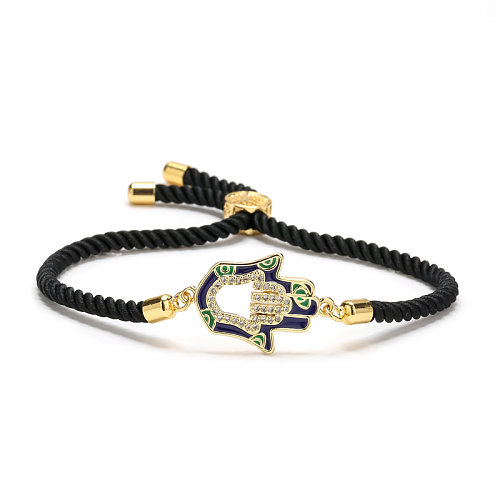 Luxuoso estilo clássico comute Devil'S Eye Palm cobre cordão incrustado pulseiras de zircônia
