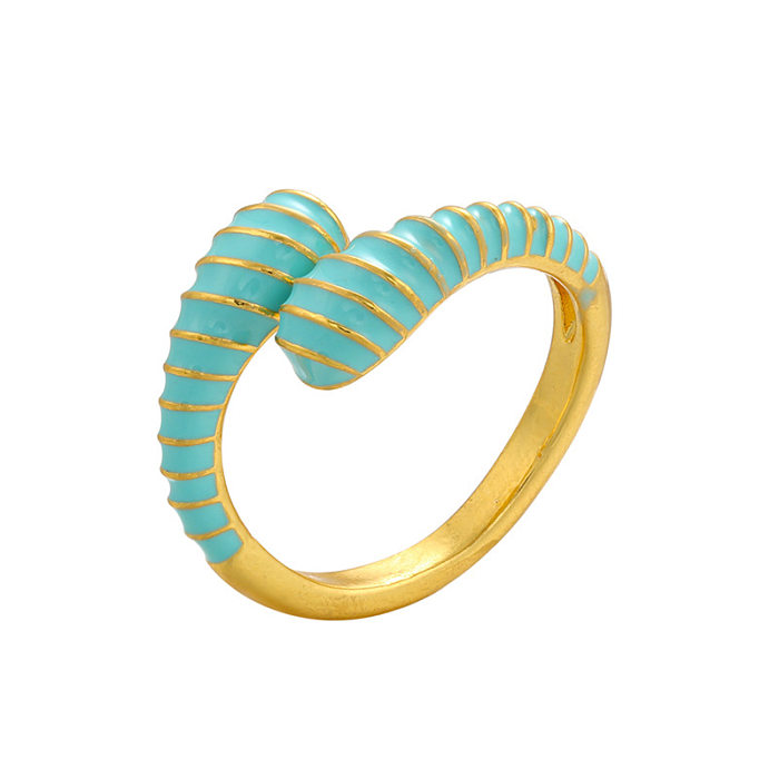 Drop Oil Opening Ring Caterpillar Snake-shaped Opening Color Ring 18K Gold-plated Women's Jewelry