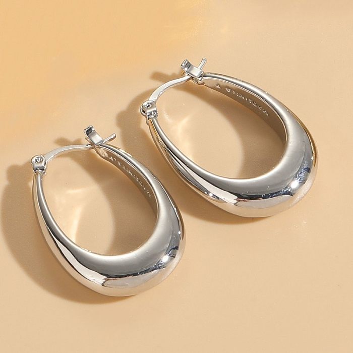 1 Pair Elegant Luxurious Classic Style Double Ring Copper Asymmetrical Plating 14K Gold Plated Hoop Earrings