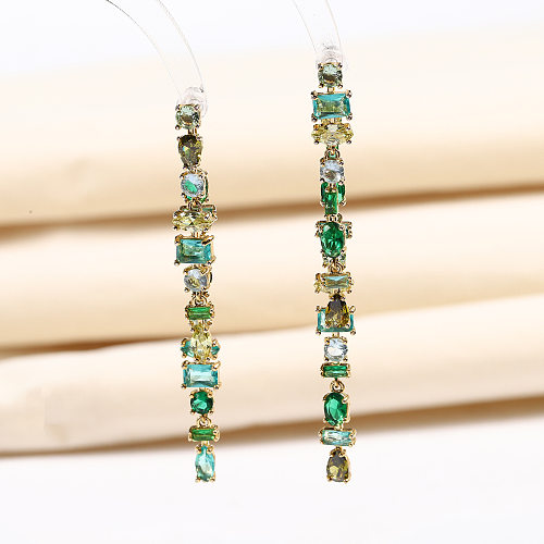Elegant Square Oval Copper Inlay Zircon Bracelets Earrings Necklace