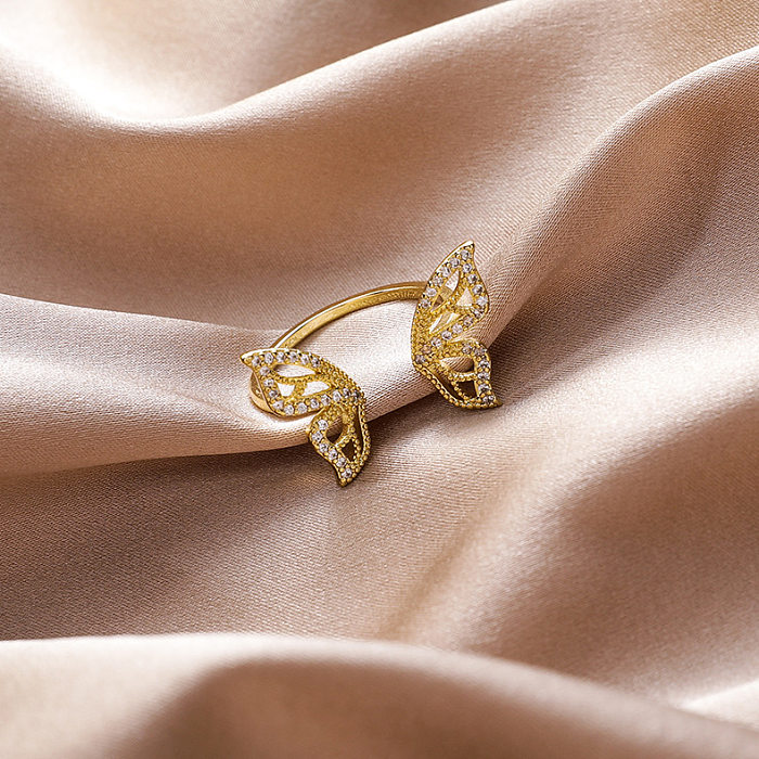 Anel de borboleta moda retro abertura índice dedo anel jóias por atacado