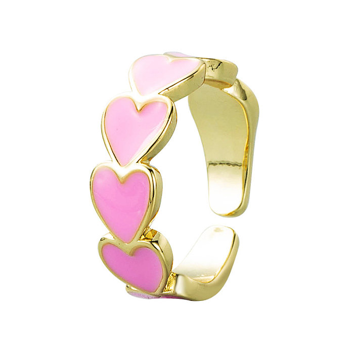 Vintage Copper-plated Drip Oil Heart-shaped Open Tail Ring Wholesale