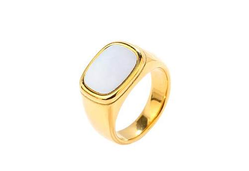 Wholesale Simple Golden Plane Shell Titanium Steel Ring jewelry