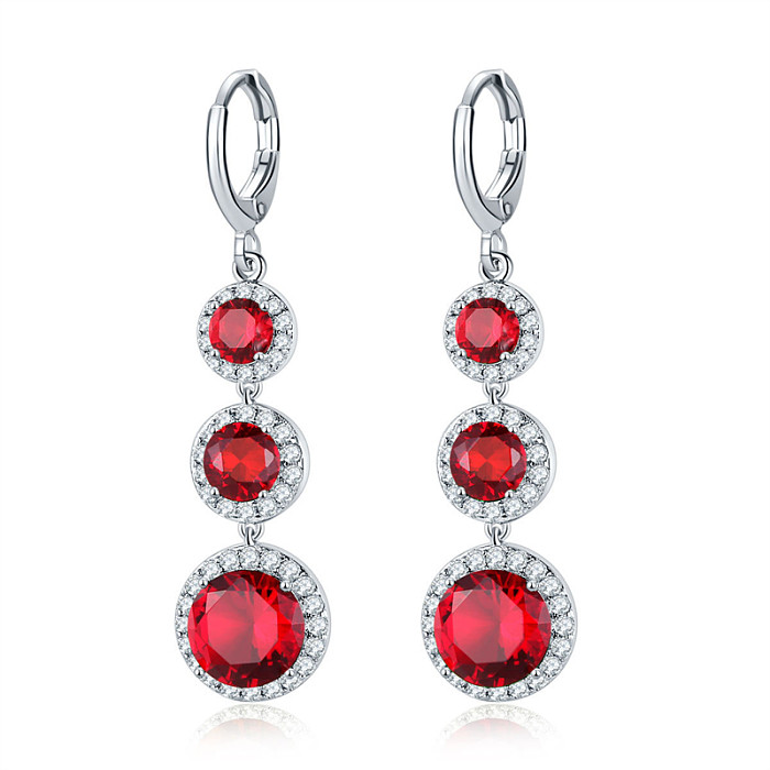 Casual estilo vintage redondo cobre incrustado zircão brincos colar conjunto de joias