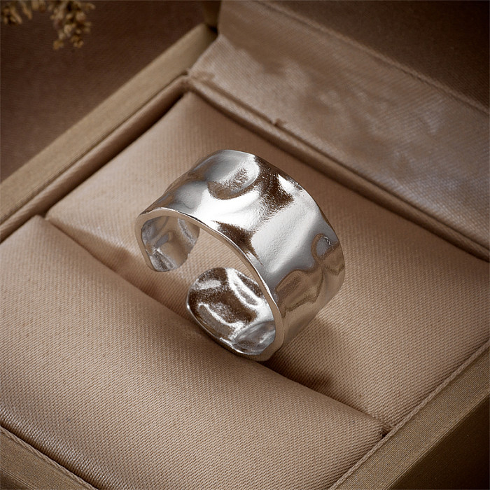 Simple Style Irregular Titanium Steel Open Ring Gold Plated Copper Rings