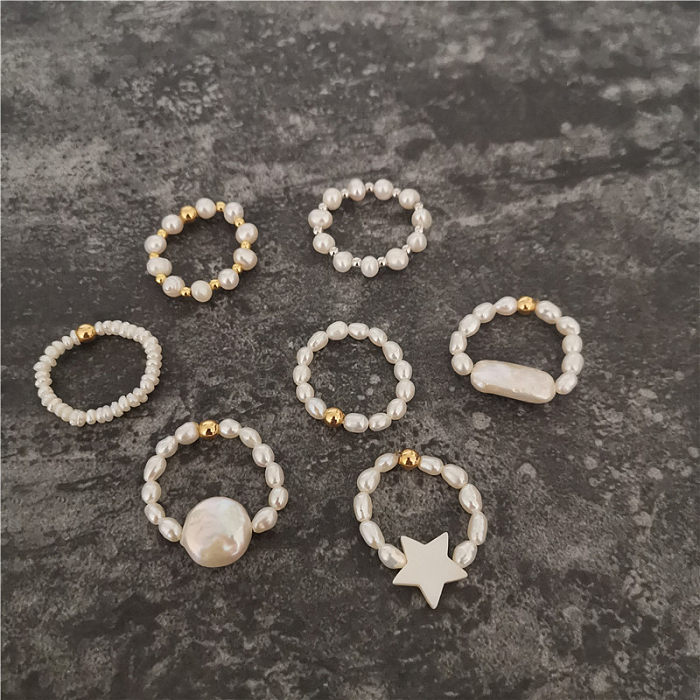 Simple Style Star Copper Beaded Rings