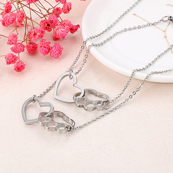 Korean Heart-shaped Bracelet Cute Footprints New Simple Necklace Bracelet Set