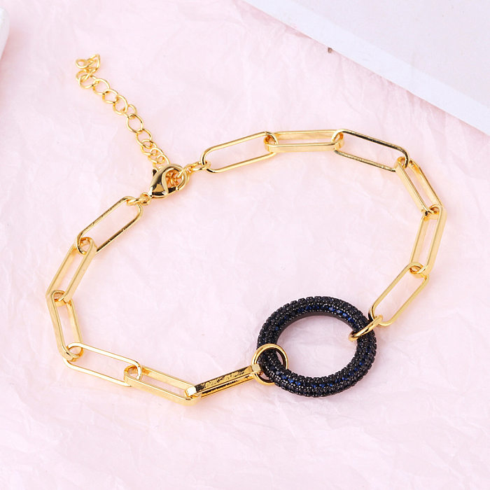 Collier de Bracelets pour femmes en Zircon avec incrustation de cuivre de couleur unie de Style Simple