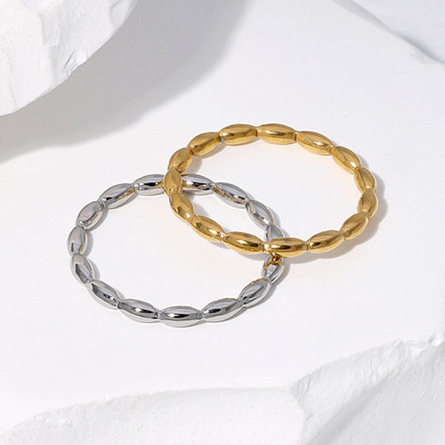Sweet Solid Color Stainless Steel Plating 18K Gold Plated Rings