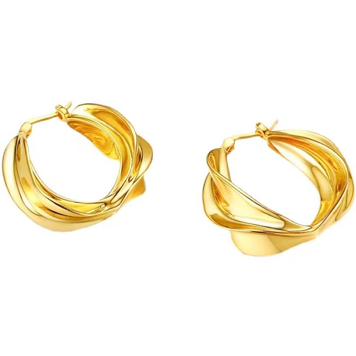1 Pair Classic Style Round Irregular Plating Copper 18K Gold Plated Earrings