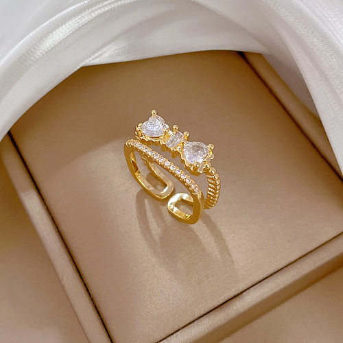 Anéis abertos banhados a ouro do zircão do embutimento do chapeamento de bronze da cor sólida do estilo clássico