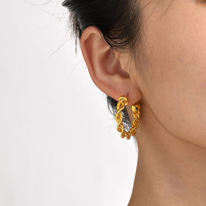 1 Paar schlichte, einfarbige Kupfer-vergoldete Ohrringe