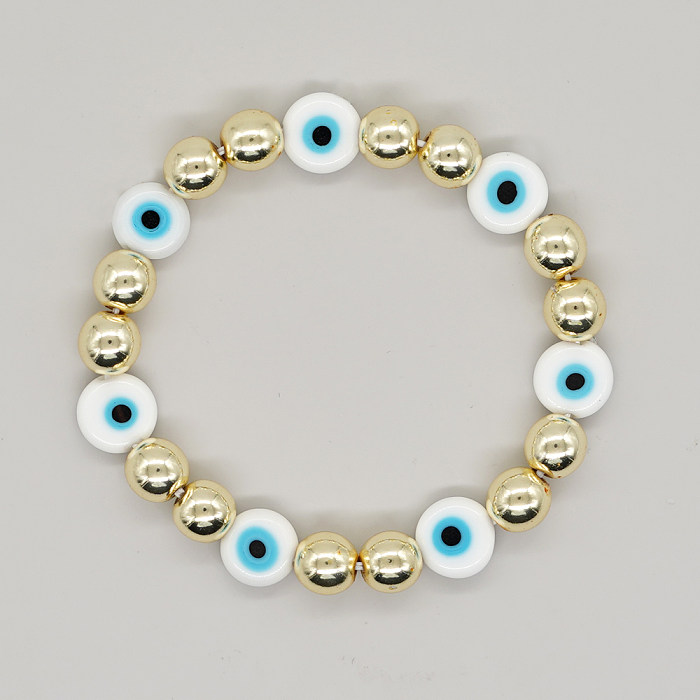 Lässige Herzform-Augen-Pilz-Glas-Kupfer-Perlenarmbänder im INS-Stil