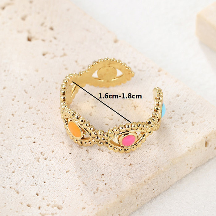 Fashion Heart Shape Eye Stainless Steel Copper Plating Hollow Out Zircon Open Ring 1 Piece