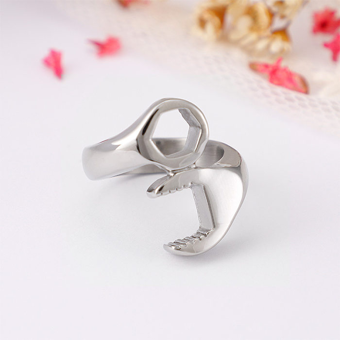 Europeu e americano exagerado criativo pulseira porca forma anel de aço inoxidável ornamento