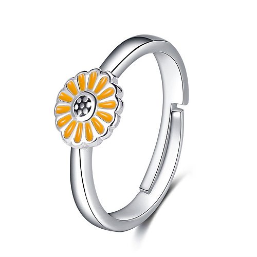 Korean Style Simple Daisy Flower Ring Sunflower Ring Adjustable Ring Wholesale jewelry