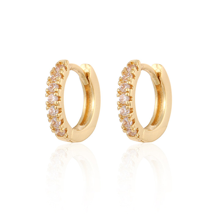 Women'S Simple Style Solid Color Copper Earrings Inlaid Zircon Zircon Copper Earrings
