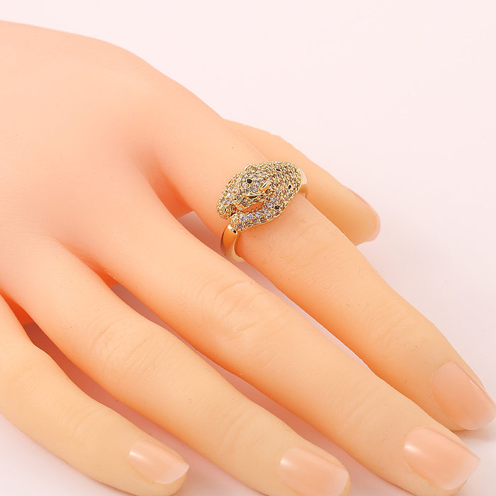 Fashion Copper Gold-plated Exaggerated Leopard Open Tail Ring