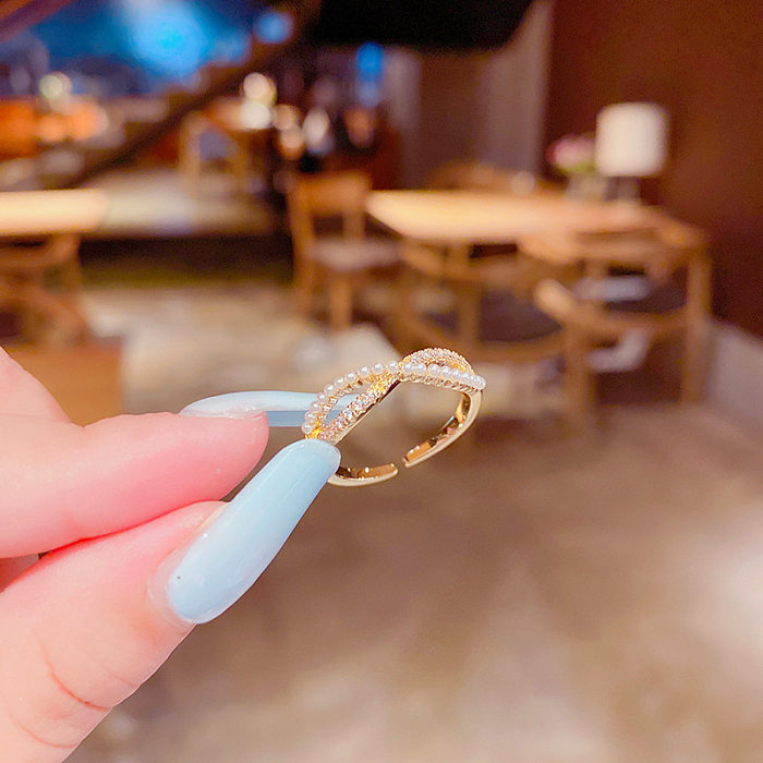 Korean Micro-inlaid Zircon Ring Opening Adjustable Korean Fashion Ring