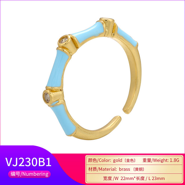 Wholesale Jewelry Round Drop Oil Copper Inlaid Zircon Opening Ring jewelry
