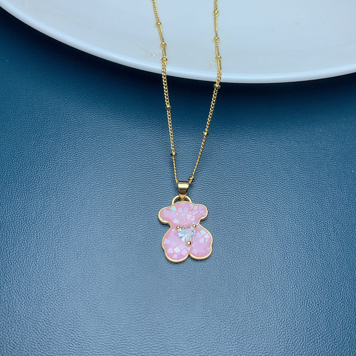 Simple Style Bear Copper Metal Pendant Necklace
