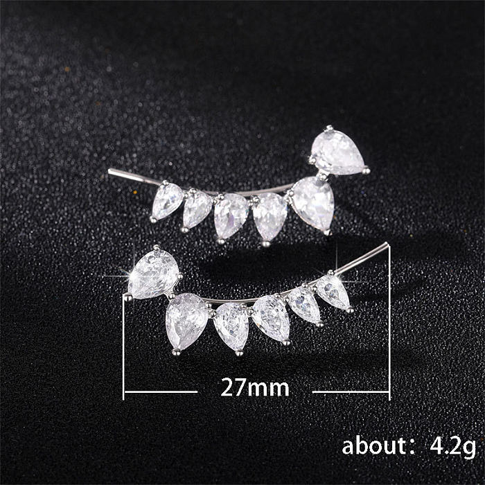 Fashion Water Droplets Copper Inlay Zircon Ear Studs 1 Pair