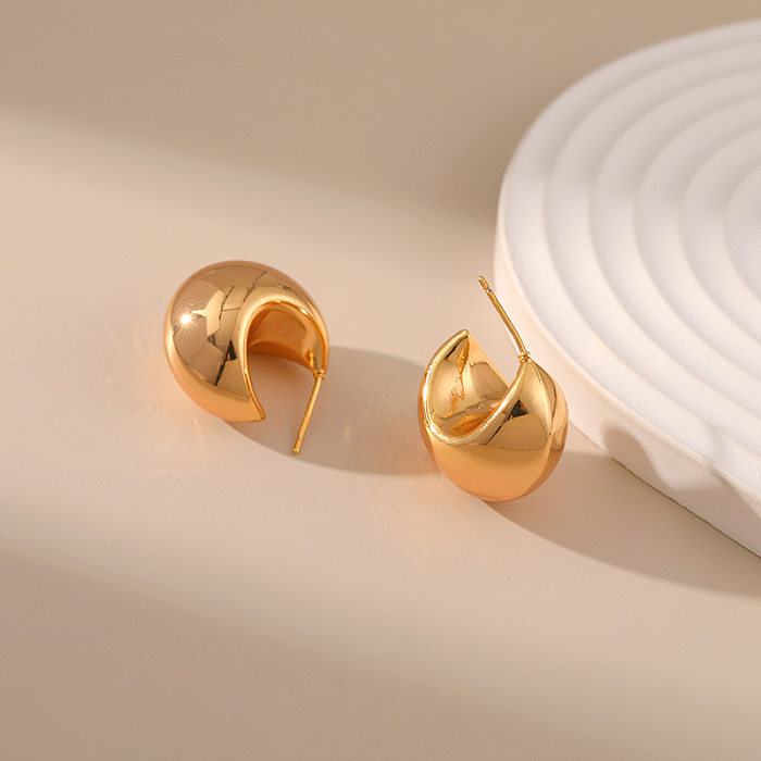 1 Pair Simple Style Solid Color Copper Plating Earrings