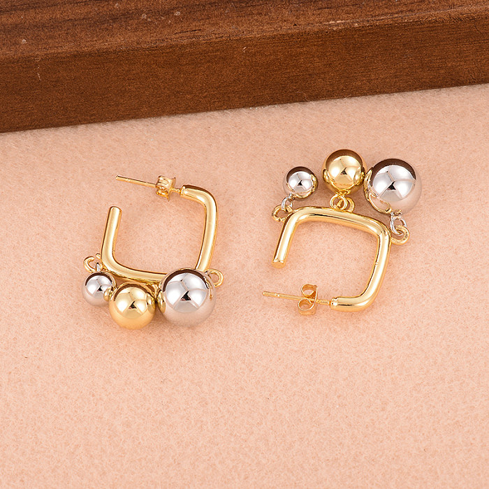 1 Pair Simple Style Round Plating Three-dimensional Copper 18K Gold Plated Drop Earrings