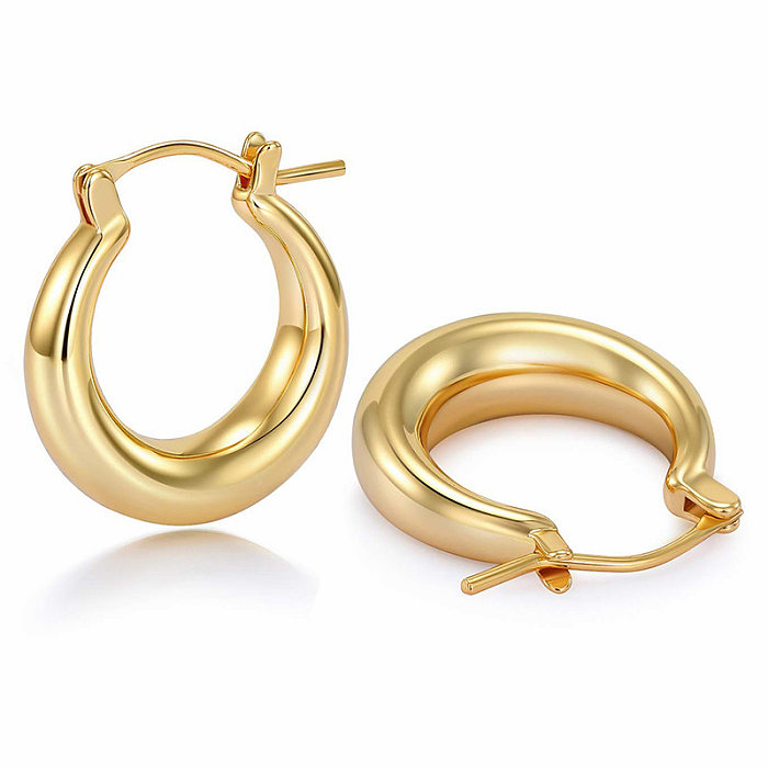 1 Pair Fashion Solid Color Copper Plating Hoop Earrings