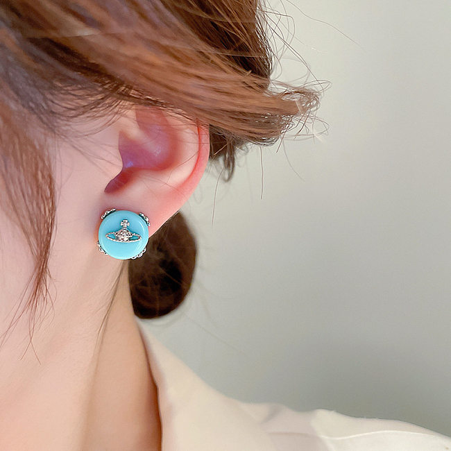 1 Pair Fashion Planet Copper Ear Studs