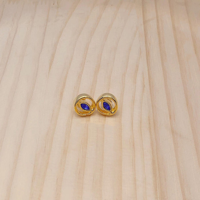 Collar plateado de los pendientes de los anillos del circón del embutido de cobre del ojo del estilo del IG