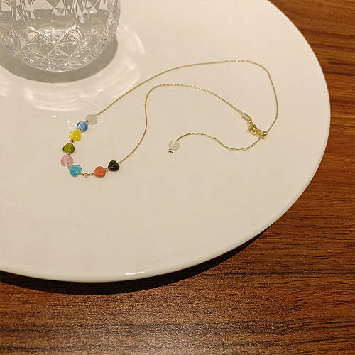 Künstlerische Halskette aus Kupfer mit Perlen in Herzform im koreanischen Stil in großen Mengen