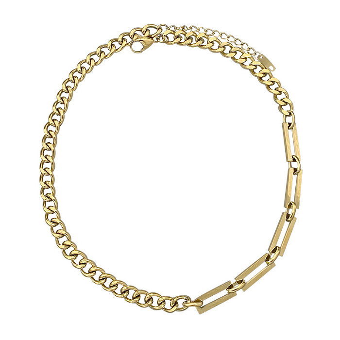 Fashion Solid Color Titanium Steel Patchwork Bracelets Necklace 1 Piece