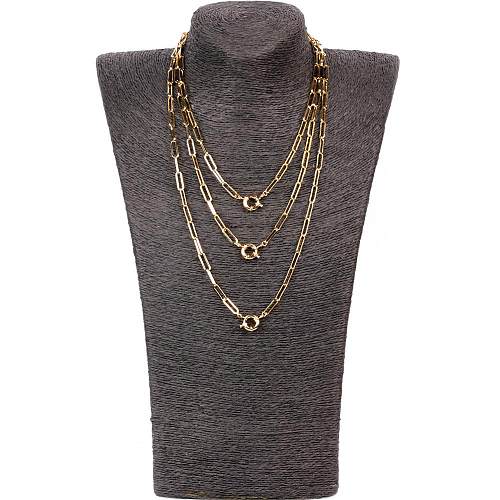 Nueva moda clavícula cadena gruesa estilo Hip-hop Punk collar multicapa cadena chapada en oro de cobre