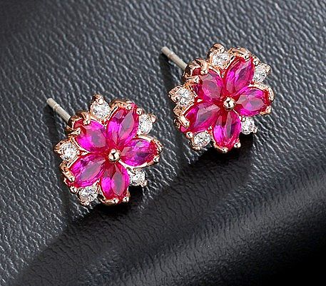 1 Pair Sweet Simple Style Flower Plating Inlay Copper Zircon Ear Clips Ear Studs
