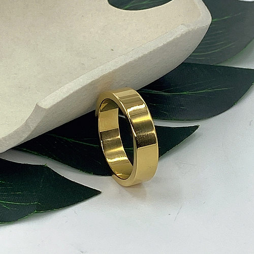 Simple Style Round Solid Color Stainless Steel Plating Rings