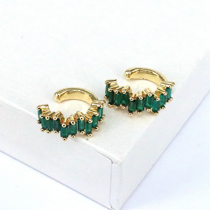 1 Pair Hip-Hop Vintage Style Semicircle Plating Inlay Copper Zircon Gold Plated Ear Cuffs