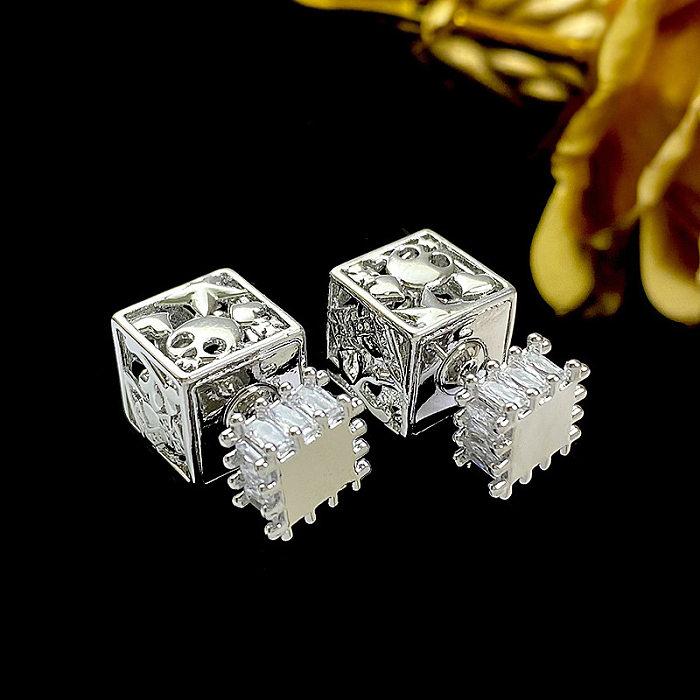 1 Pair Simple Style Star Inlay Copper Zircon Ear Studs