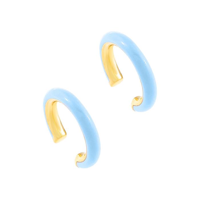 Simple Solid Color C-shape Copper Ear Clip Wholesale jewelry